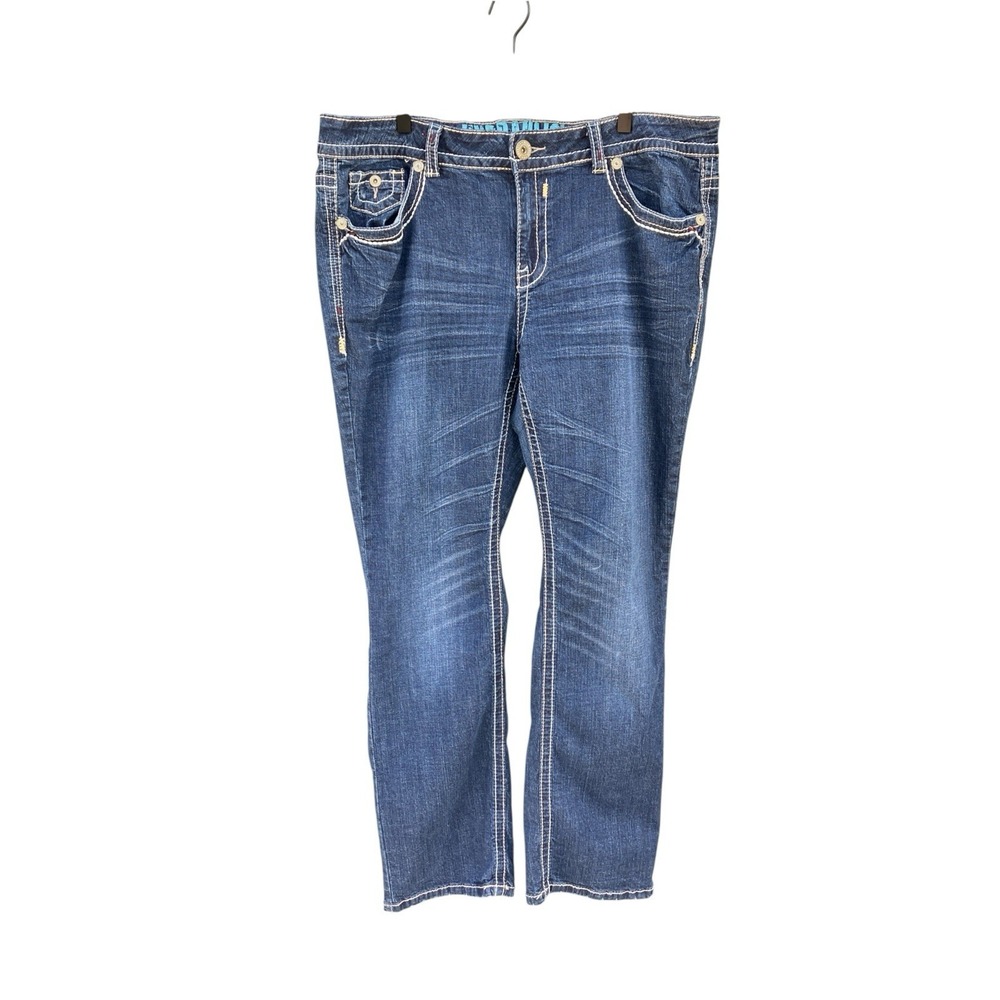 Vintage Womens Hydraulic Bailey Straight Jeans 20W Thick Stitch Y2K Flap Pocket